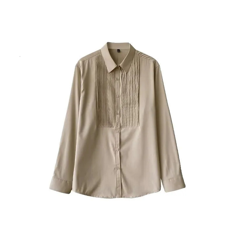 Autumn mens light long sleeved dress solid color ultra-thin retro casual patch work Korean clothing 250214