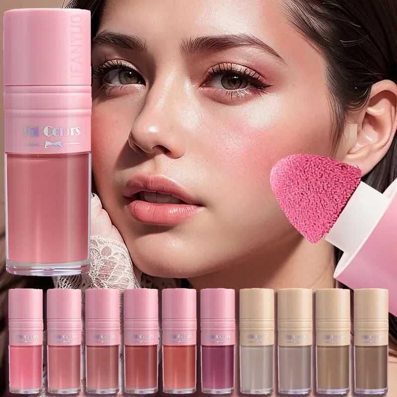14 Colors Matte Liquid Blush Contour Highlighter Waterproof Long Lasting Sponge Brush Head High Pigment Blusher Brighten BronzerXJ250217
