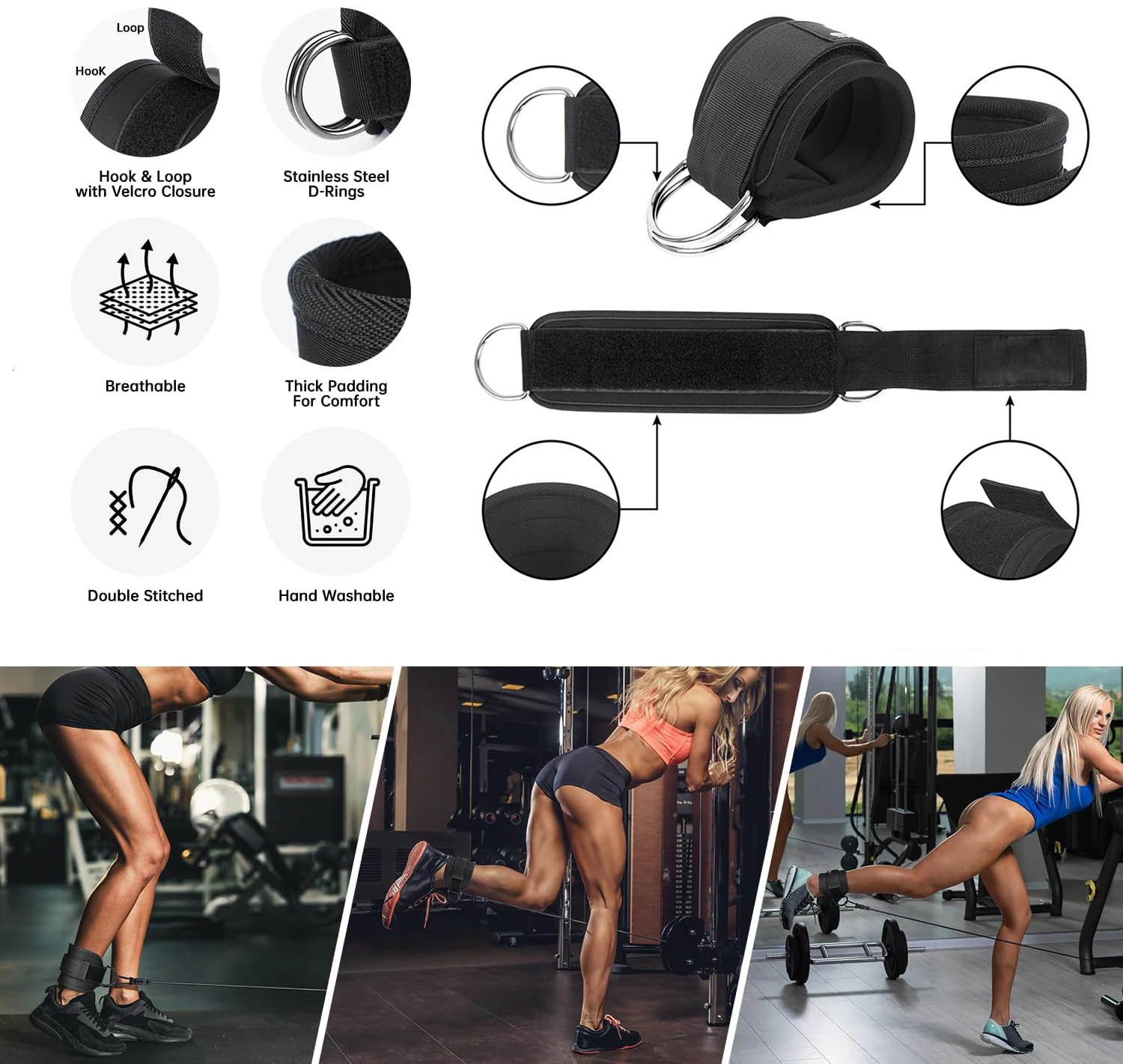 Ankle resistance bands ankle with cuffs for exercise leg and hip training equipment 250213