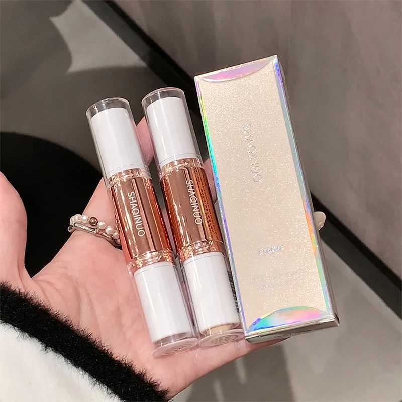 Double head fluorescent stick 3D touch nose shadow contour facial radiance keep makeup on lying down with a silk penW250217