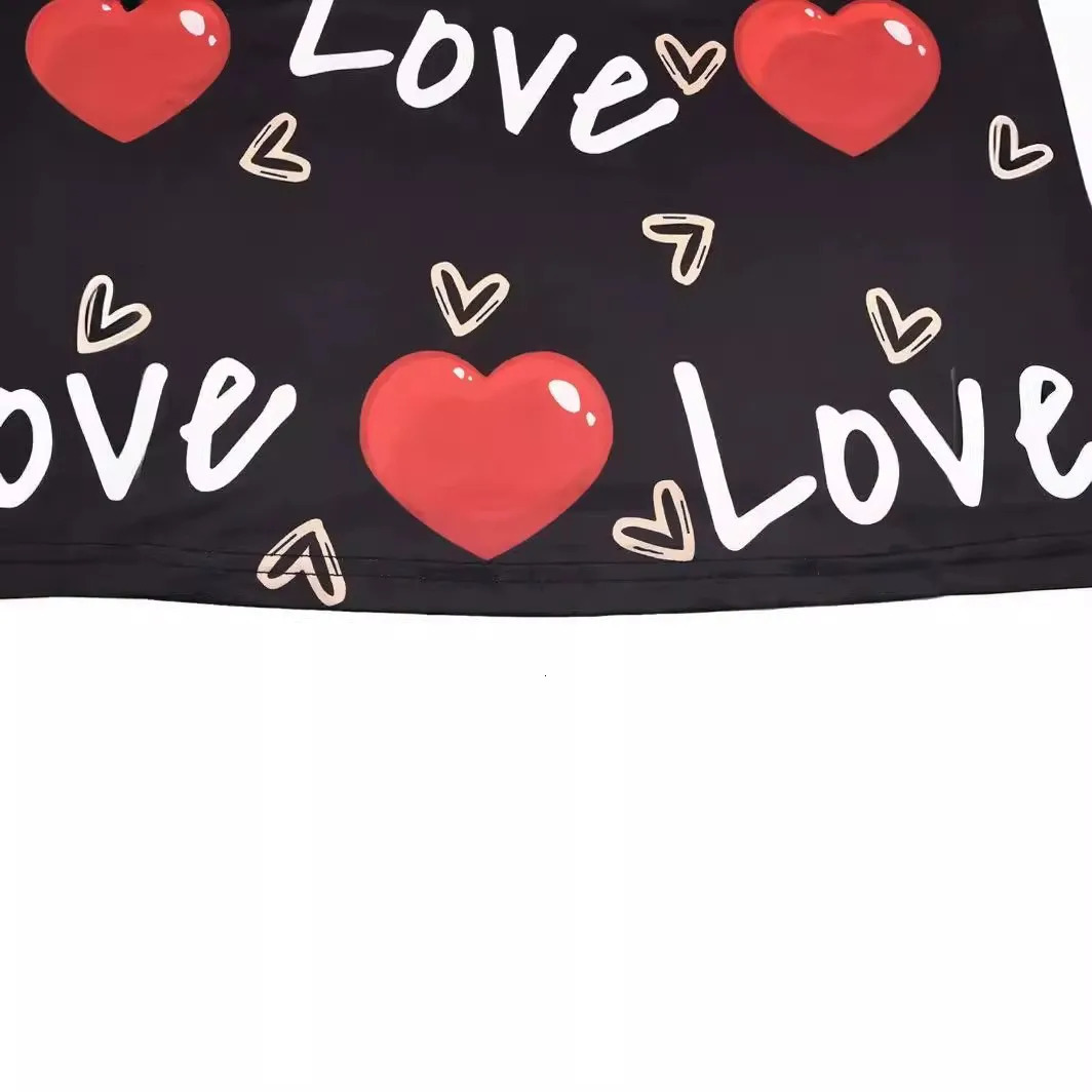 Plus Size Summer Womens Dresses Fashion Contrast Heart Print UNeck Sleeveless Casual Bodycon Mini Dress 250214