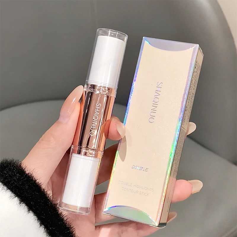 Double head fluorescent stick 3D touch nose shadow contour facial radiance keep makeup on lying down with a silk penW250217
