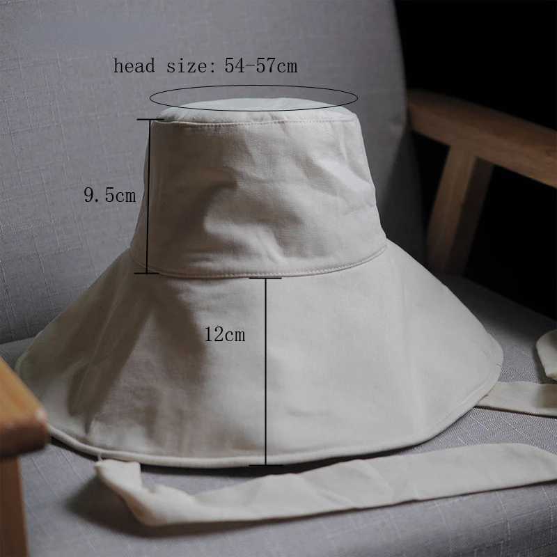 Summer Japanese Tie Bucket Hat for Women Korean Wide Brim Fisherman Caps Foldable Cotton Linen Sunscreen Beach Hat Chic Sun Hat W250217