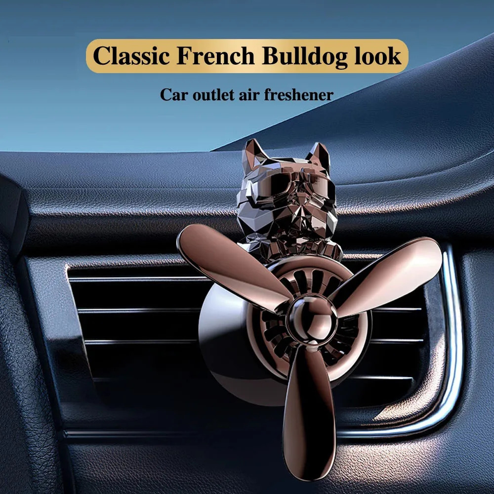 Car Fragrance Auto Air Freshener Cool Bulldog Pilot Rotating Propeller Air Perfume Flavoring Accessories 250214