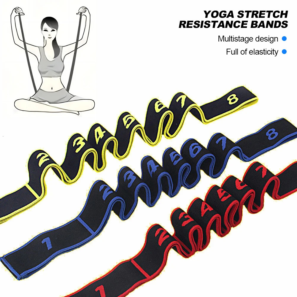 Adult High Elasticity Yoga Stretch Resistance Bands MultiSegment Belt Assisted Stretching Fitness Supply 250213