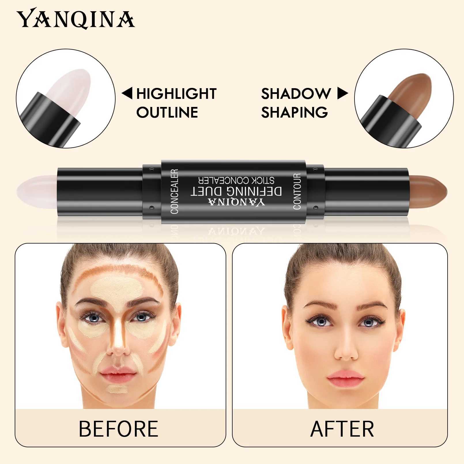 Double Head Contour Face Foundation Concealer Pen Long Lasting Dark Circles Corrector Contour Concealers Stick Cosmetic MakeupXJ250217