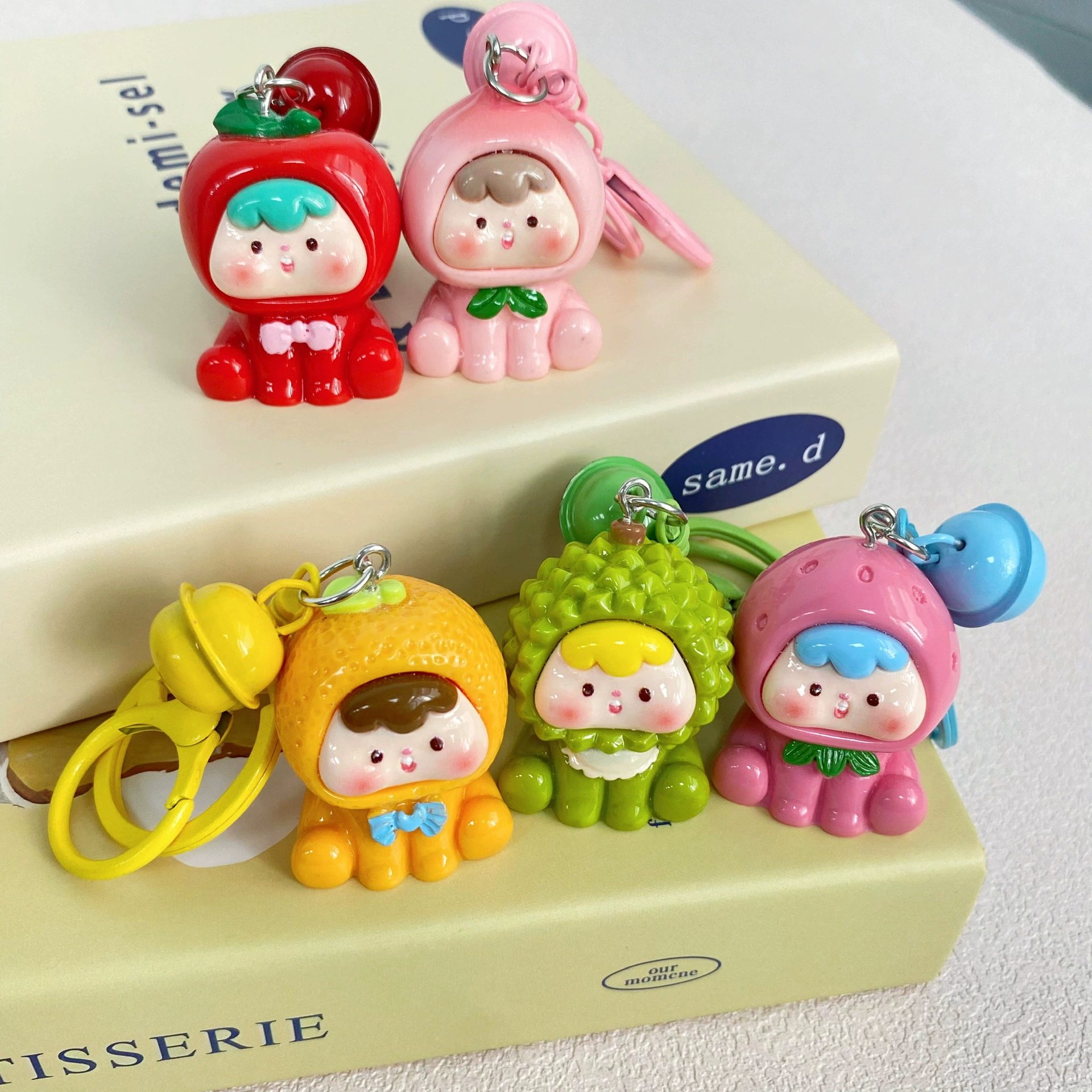 New three-dimensional fruit cub bell keychain girlish heart student accessories best friend gift pendant couple pendant