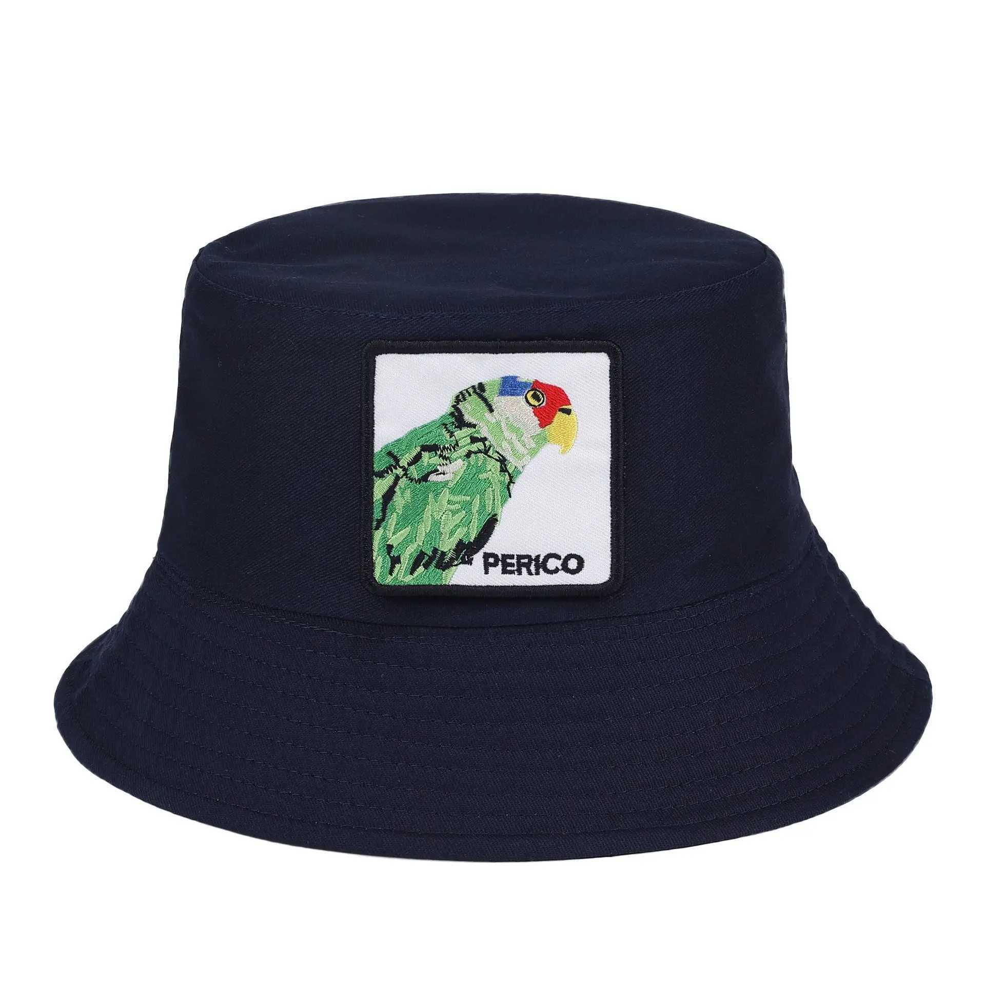 Animal Labeled Wide Brim Fisherman Hat Outdoor Travel Sunshade Basin Bucket Hat for Sun Protection Fishing Cap W250217