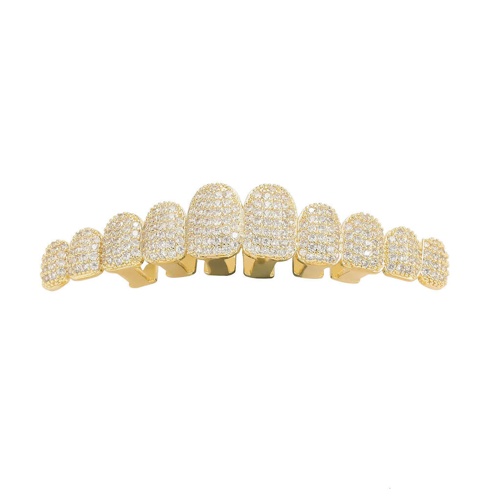 10 Teeth Full Dia Irregular Gold HIPHOP Men's Super Flash Hip Hop Tooth Set Accessories Halloween