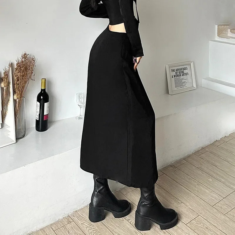 Gothic Skirts Goth Dark Techwear Patchwork Sexy Mini Women Grunge Irregular Hem High Waist Cargo Skirt Hip Hop Black Summer 250211