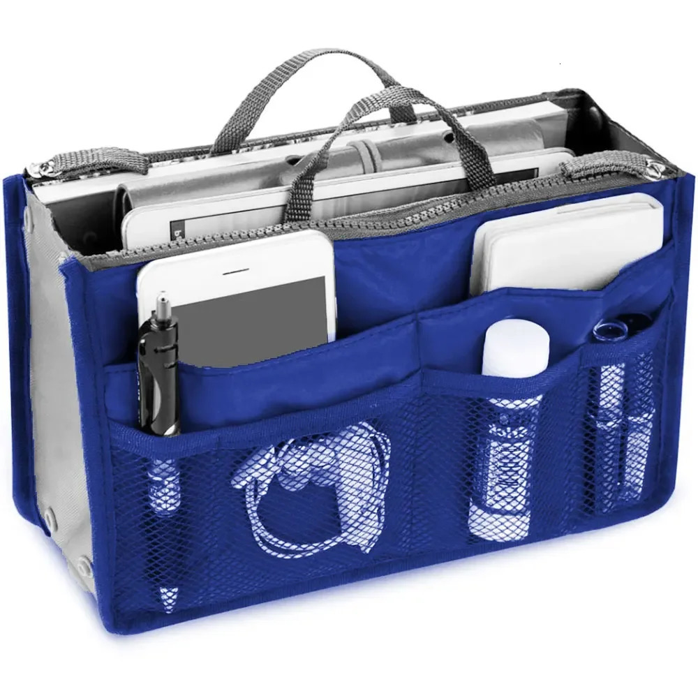 Women Cosmetic Organizer Bag Nylon Travel Insert Organizer Handbag Foldable Large Capacity Insert Bag Liner Makeup Tote 250217