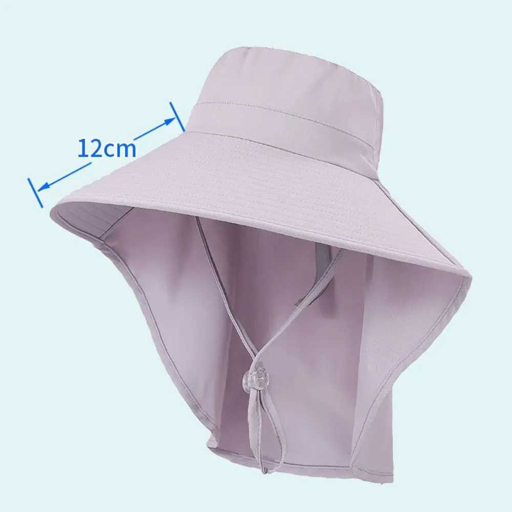 Summer Hats for Women Outdoor UV Anti Neck Protection Sun Visors for Lady Fishing Hiking Wide Brim Shawl Sunscreen Ponytail Cap W250217