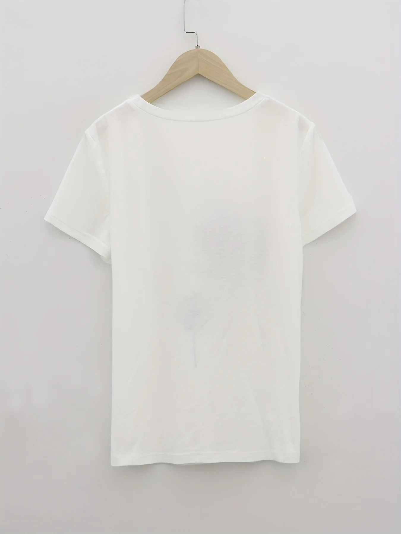 Dandelion Print Crew Neck T-Shirt Casual Short Sleeve Top For Spring Summer Womens Clothing 250217