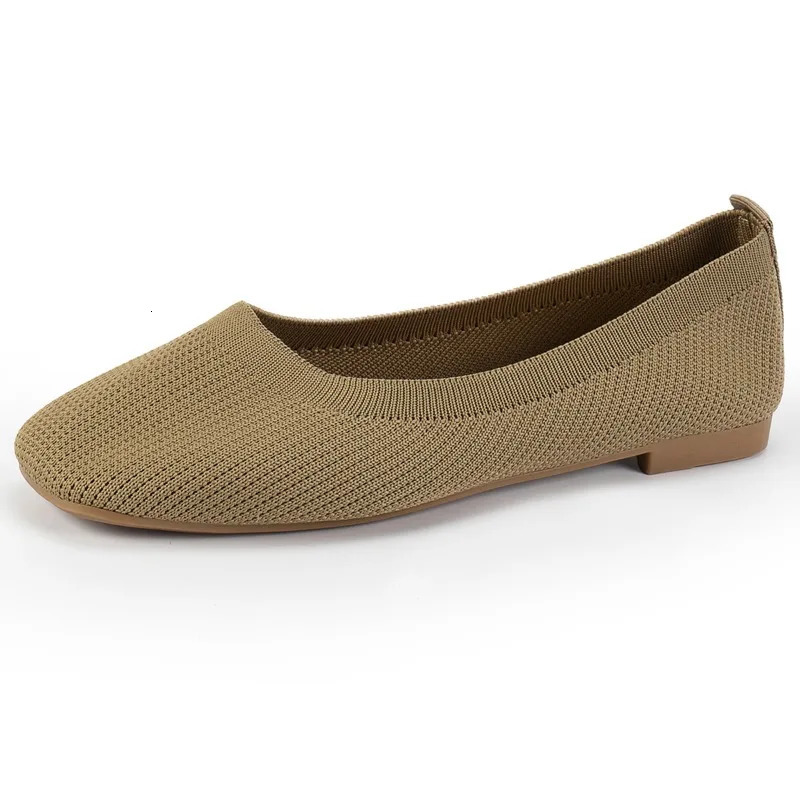 Spring and Autumn Outwear Solid Color Oversized Shallow Cut Shoes Womens Knitted Comfort Flat Shoes Women 250214