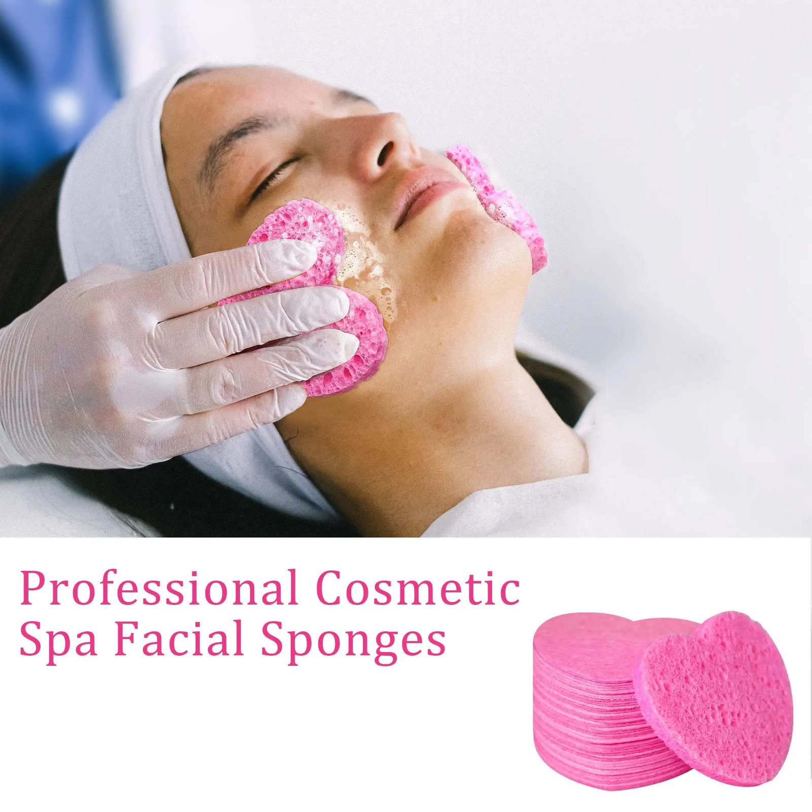 60-Count Compressed Cellulose Heart Shape Sponges 100% Natural Cosmetic Spa Sponges for Cleansing Exfoliating 250214