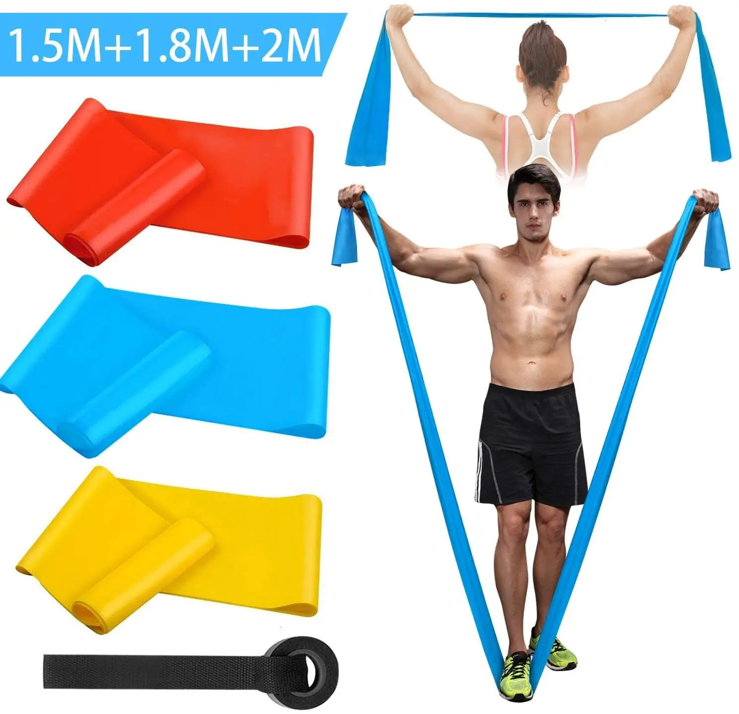 Elastic Fitness Bands 3Pcs Resistance Tapes Yoga Pilates Crossfit Stretching Muscular Work Out Equipment 250213