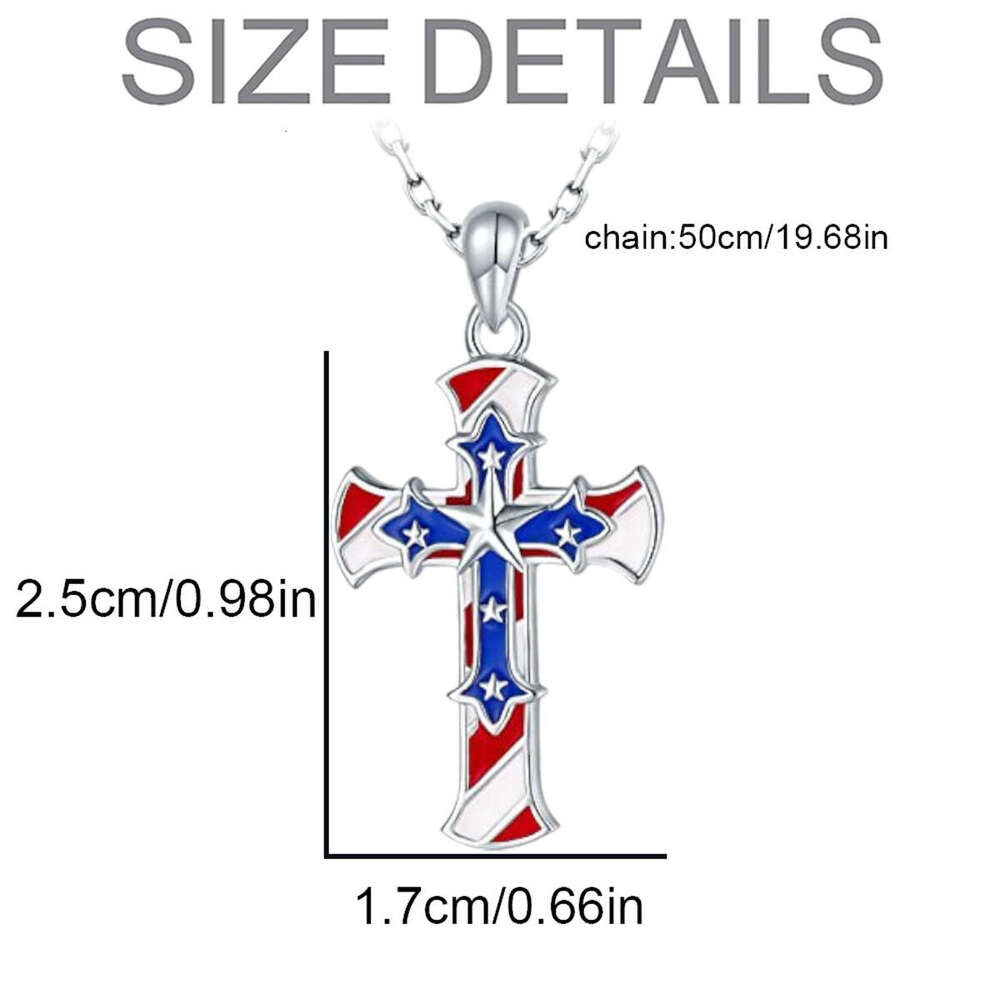 Explosive American Cross Necklace Men's and Women's Star Spangled Banner Independence Day Carnival Party Accessories
