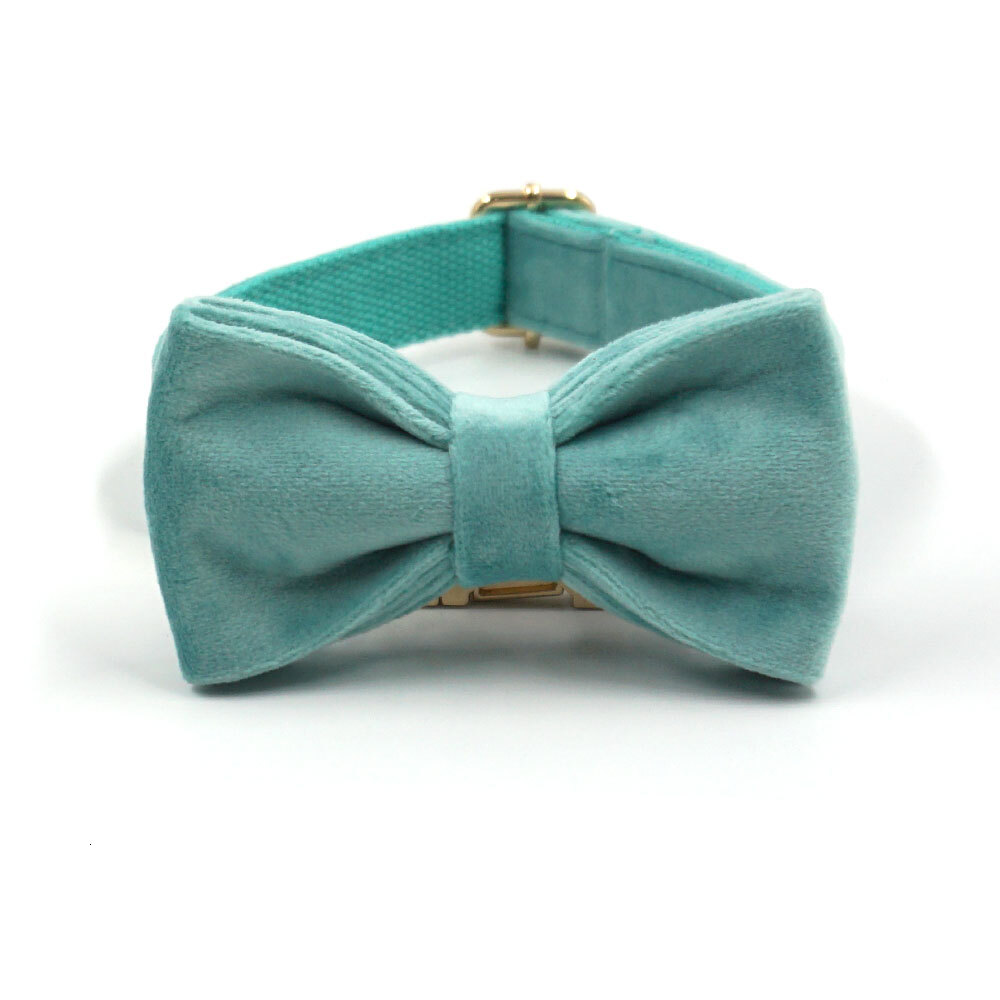 Tiffany Blue Harness for Dog Luxury Designer Personalized Dog Collar Free Engraving Adjustable Soft Velvet Puppy Pet Harness Set