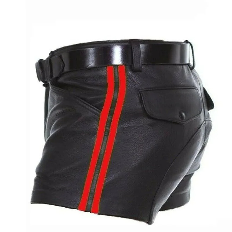 Solid Color PU Leather Pants Casual Mens Short Summer Fashion Trend Club Punk Style Shorts for Men 250214