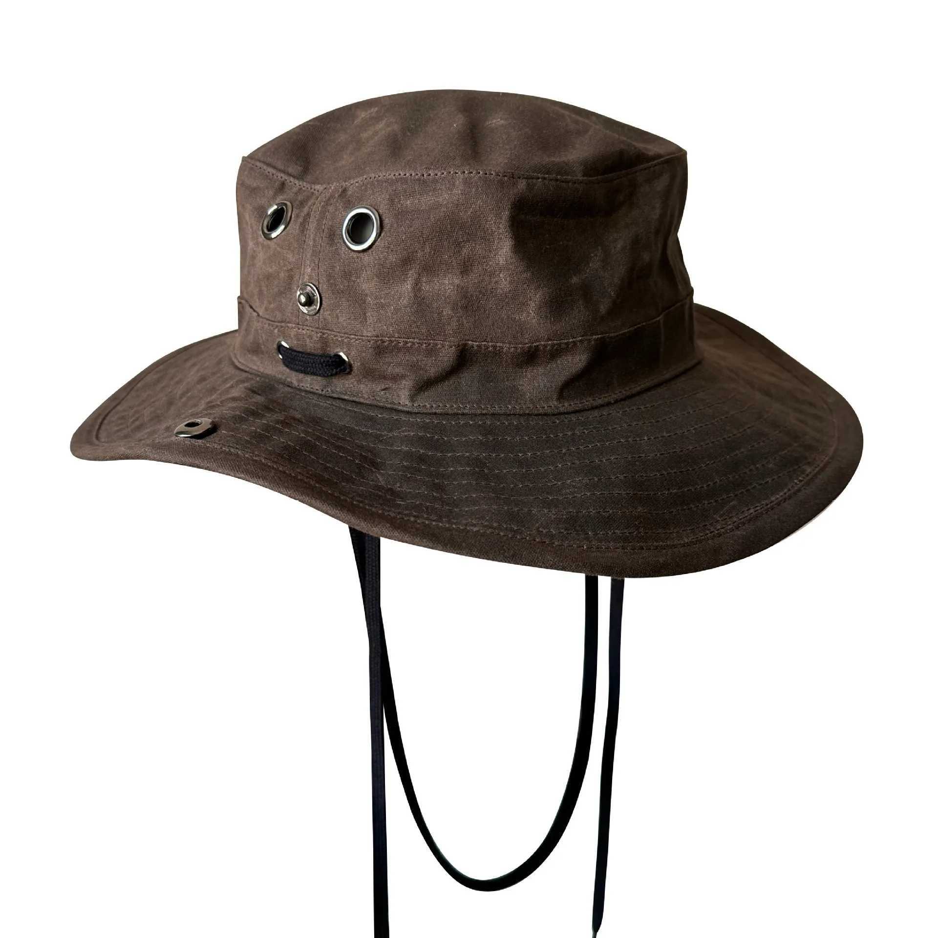 New Oil Wax Dorfman Hat Water Resistant Cotton Wide Brim Bucket Hat for Men Women Outdoor Hiking Beach Fishing Sun Hat W250217