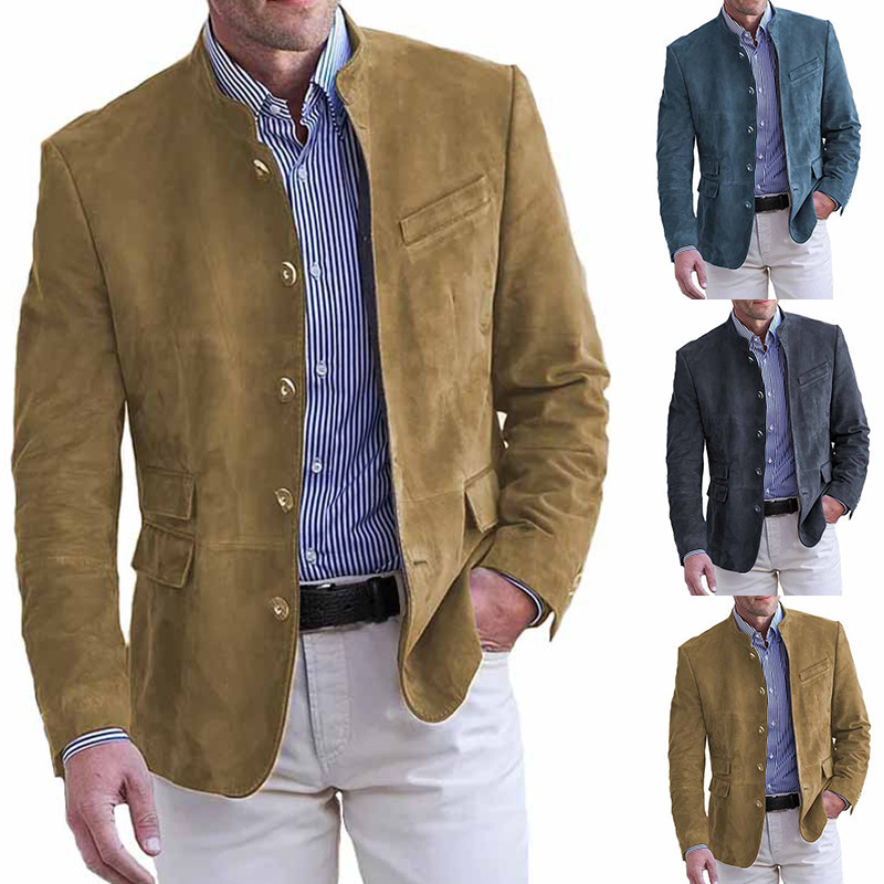 G217Stylish Non-Iron Pure Color Office Blazer for Mature Professionals Comfortable Fit with a Modern Edge