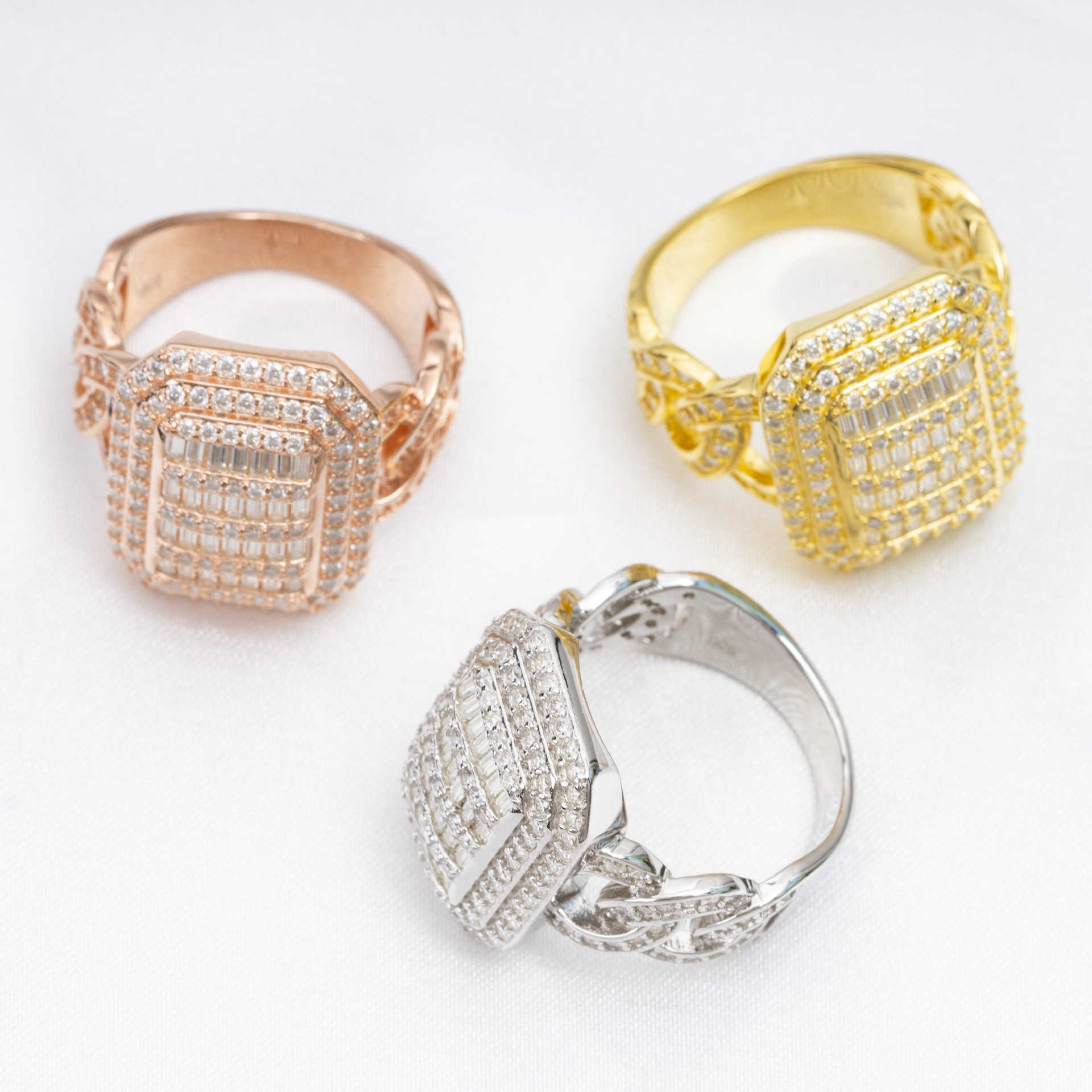 Hip Hop Hip Hop Ring S925 Silver Set D-Color Moissanite Classic Fashion Trend Ring for Men and Women