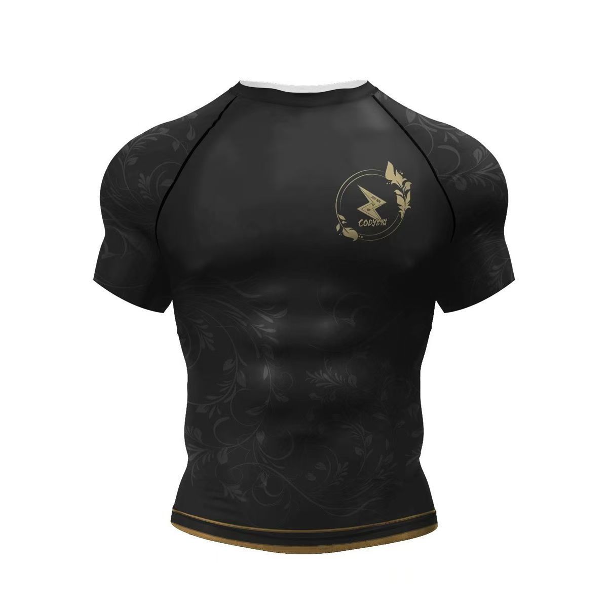 Men's printed summer new short sleeve quick dry breathable T-shirt running sports fitness tight clothes