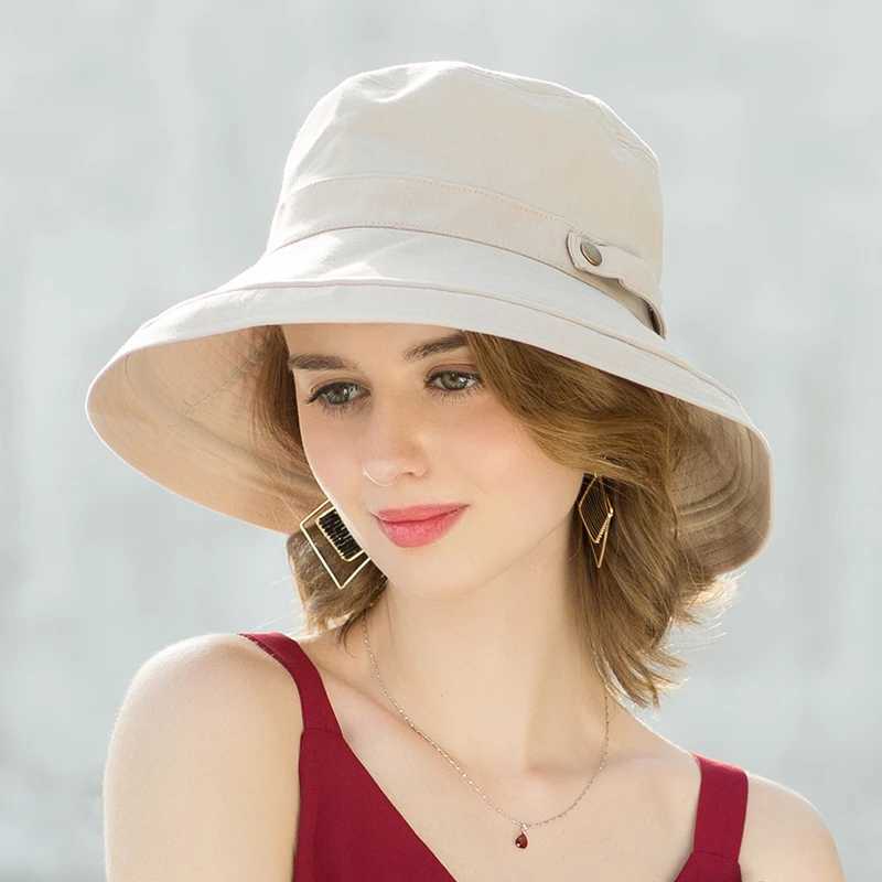 ENJOYFUR Summer Cotton Sun Hats For Women Wide Brim And Breathable Bucket Hats Youth Fashion Caps W250217
