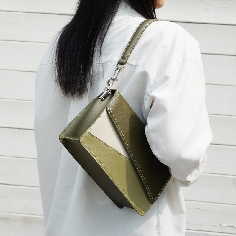 Bag New Geometric Blocked Small Square For Spring And Summer 2025, Simple Commuting, Contrasting Color Cowhide, Single Shoulder Crossbody, Versatile A