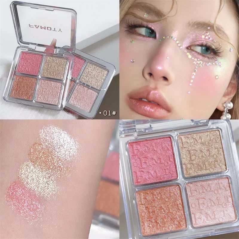 4 Colors Diamond Highlighter Powder Palette Glitter Face Contour Brighten Makeup Shimmer Ultra-concentrated Illuminate CosmeticXJ250217
