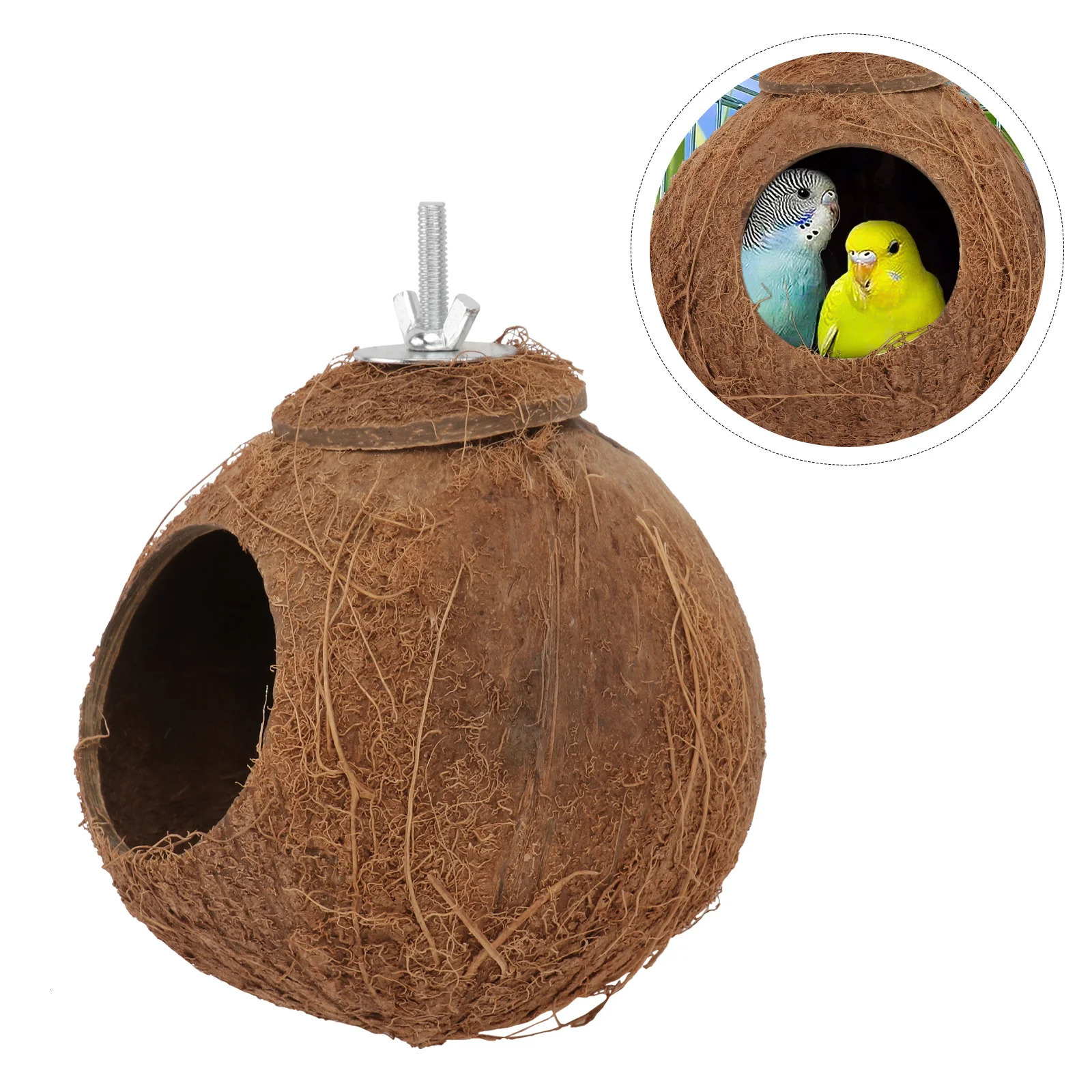 Bird Cage Coconut Shell Nest Birds House Toy Biting Small Parrot Plaything Pet Sleeping Natural 250206