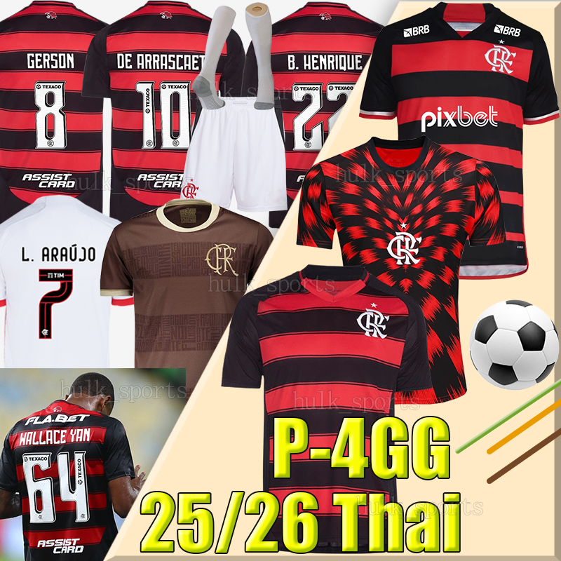 P-4GG 24/2025/26 Flamengo PEDRO soccer jerseys DE ARRASCAETA B. HENRIQUE WALLACE YAN L. ARAUJO GERSON AYRTON LUCAS MICHAEL MATHEUS G. men kids kit socks set football shirt