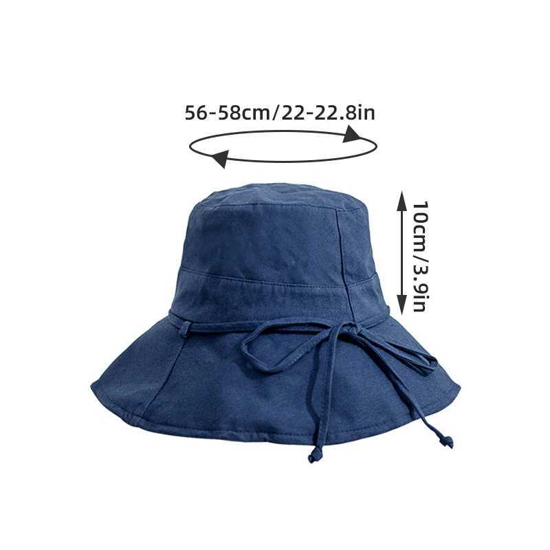 New Spring Summer Cotton Bucket Hat Womens Sweet Knot Bow Wide Brim Panama Sun Hat Outdoor Beach Tourist Fishermans Hat W250217