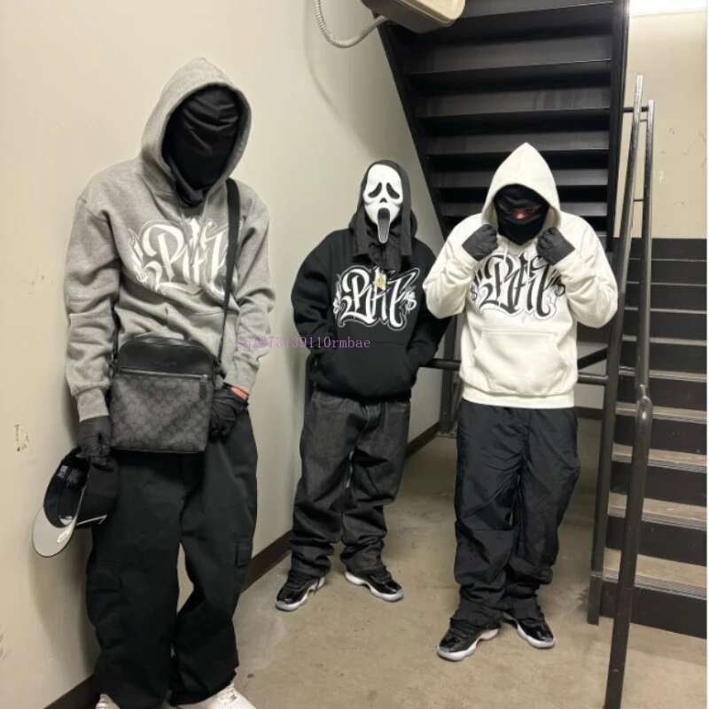 Solid Color Personalized Pullover Men Ins New Black Cotton Net Red Design Prints Loose Sweatshirt Street Thickened Hoodie