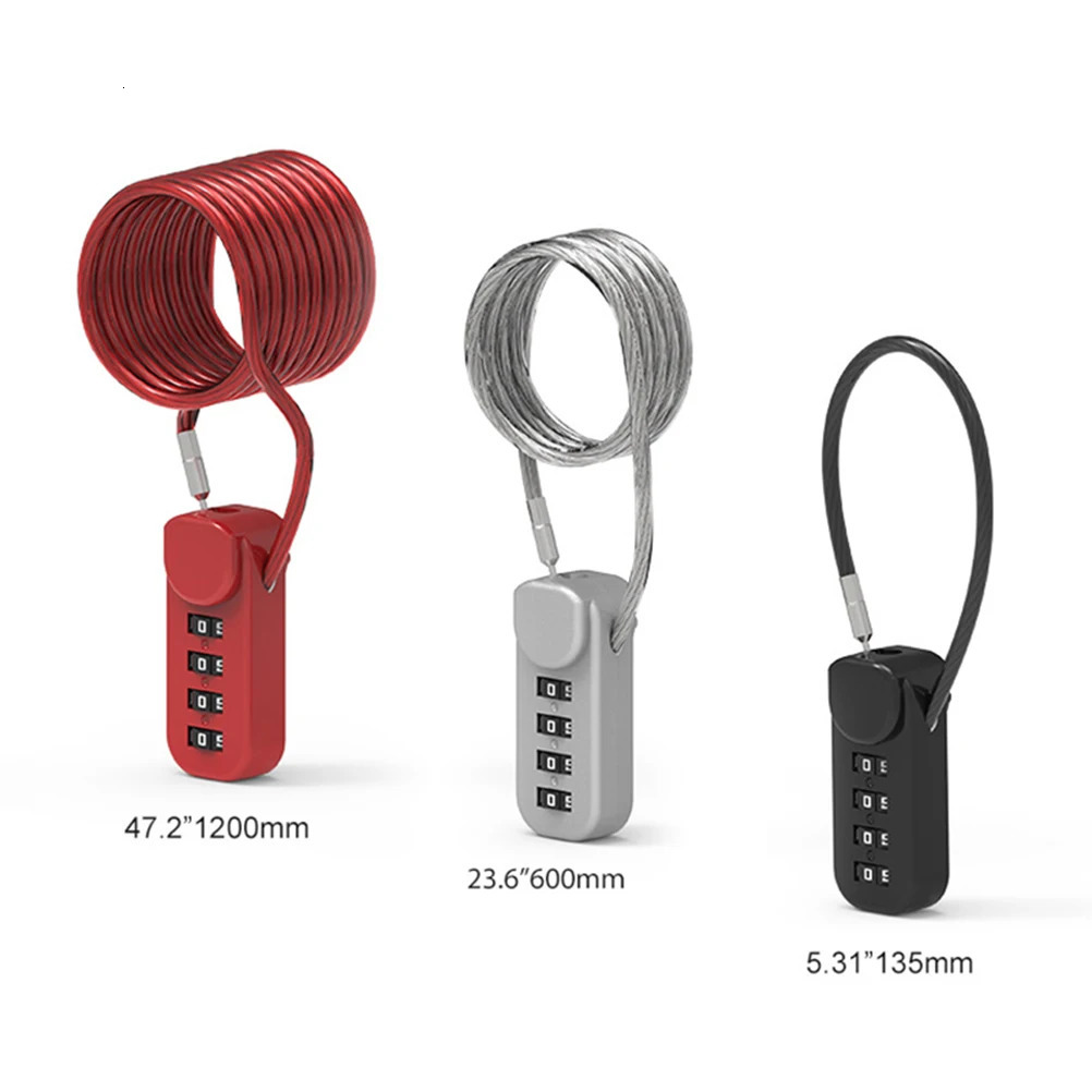 4 Digit Combination Code Number Lock With Spring Coil Wire Rope For Luggage Zipper Bag Backpack Suitcase Drawer Locks 250214