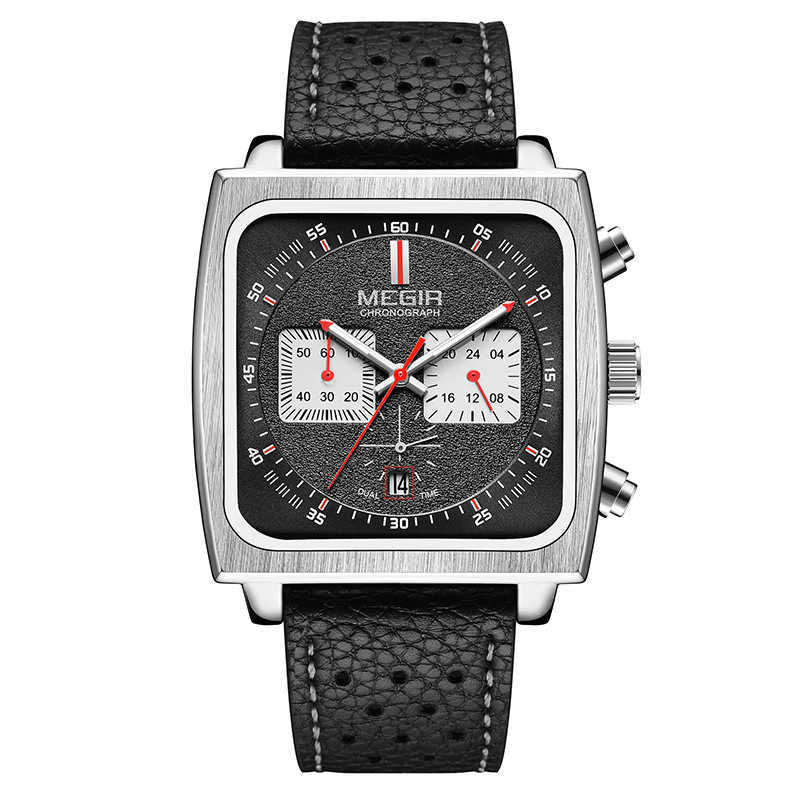 MEGIR Calendar Waterproof luminous multi-functional Men's Watch Square belt steel belt Quartz Watch 2182 W250104