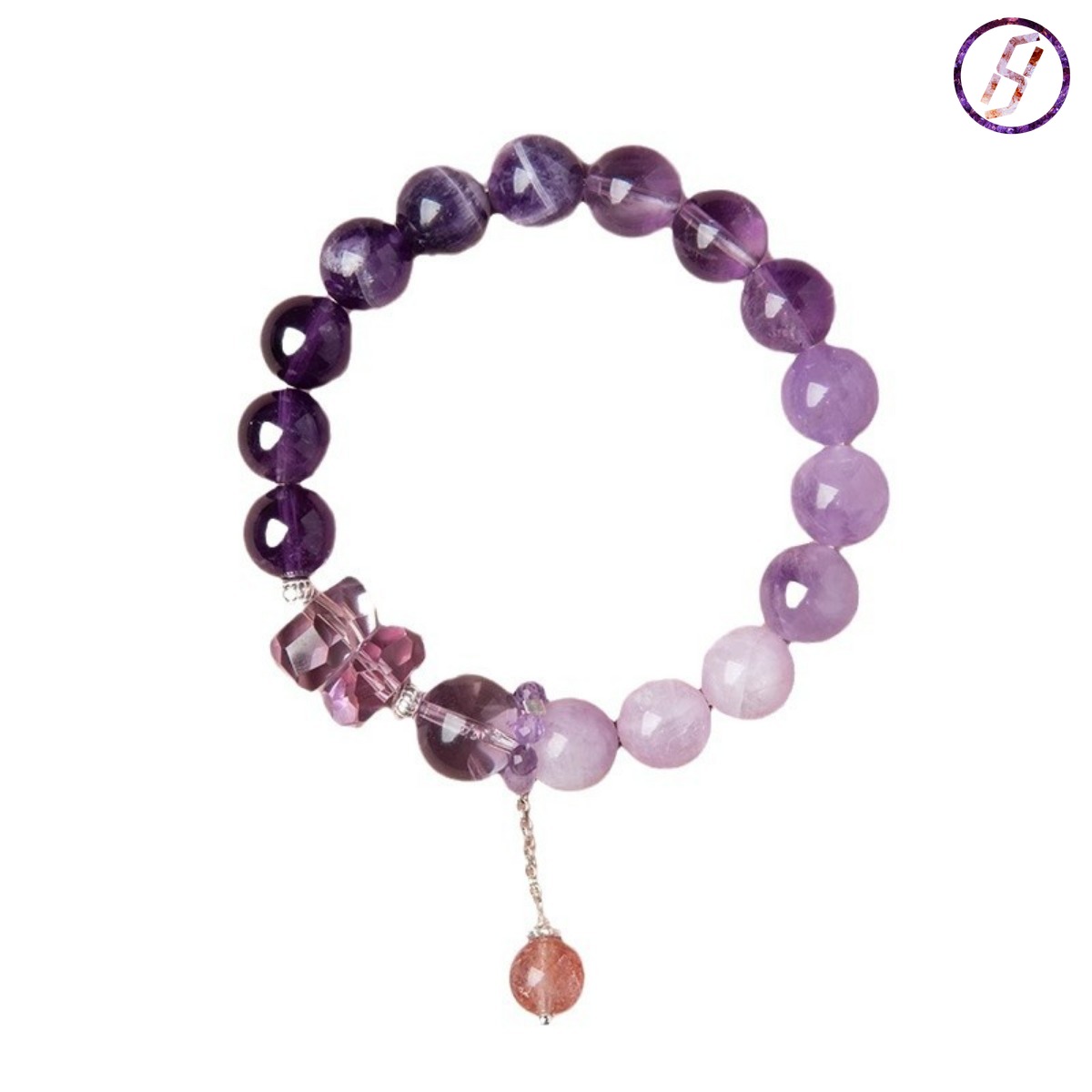 Brazilian Amethyst Vortex Bracelet - Feng Shui Energy Calibrated (380-420nm Spectral Certified),- I Ching Energy Matrix Programmed,, ISO 9001GIA Gemst