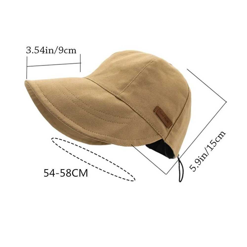 Foldable Wide Brim Sun Hat Drawstring Adjustable Caps for Men Women Beach Hats Summer Quick-drying Visors Fisherman Cap W250217