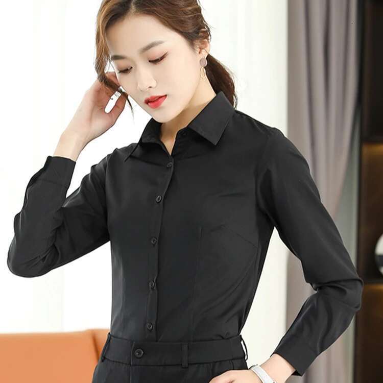 Formal Dress Long Sleeve Blouse New Black Shirt Tops 2024 Fashion Women Clothing Basic White Shirts OL Blouses