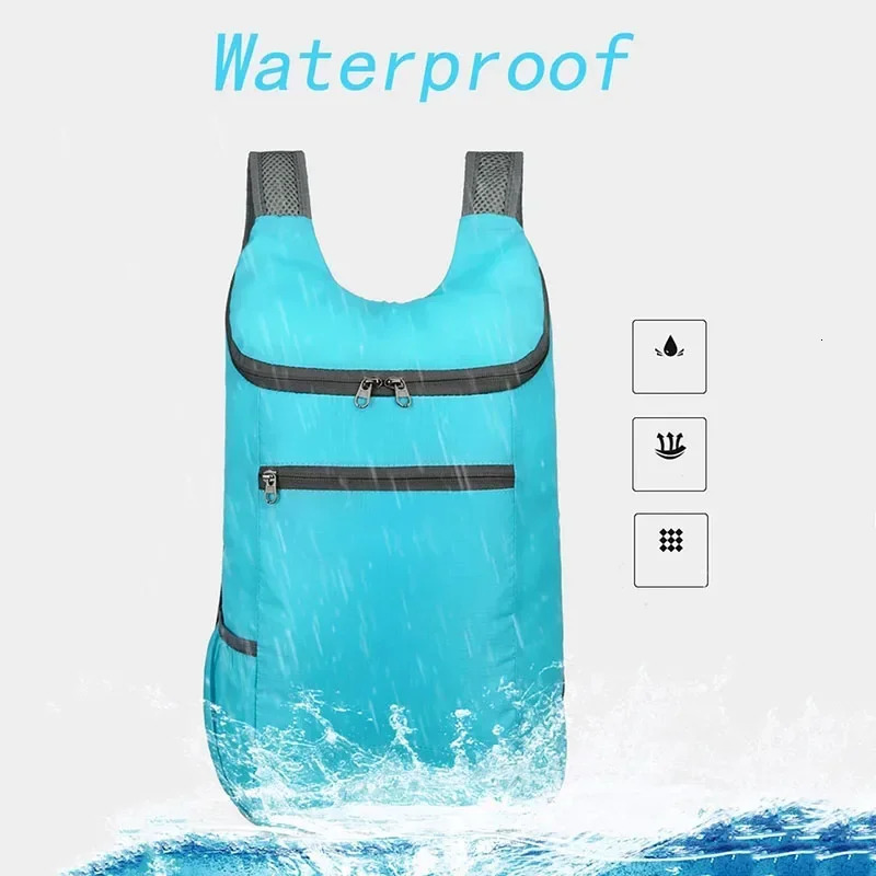 20L Outdoor Sports Backpack Waterproof Portable Folding Bag Comfortable Rucksack Camping Hiking Travel Daypack Leisure Sport 250118