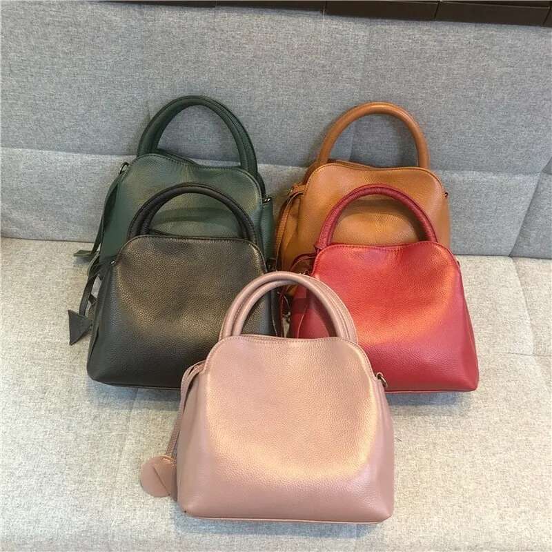 Classical Natural Cow Skin Real Leather Handbag Soft High Quality Ladies Shoulder Daily Women Messenger Bags