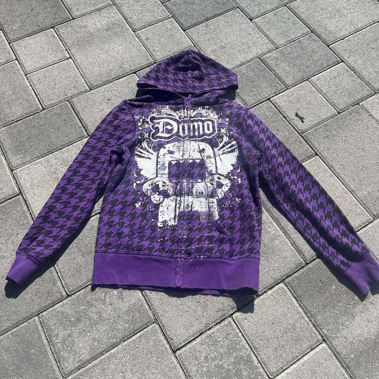 American Street Fashion Haruku Sports Printed Autumn Washed Cotton Retro Oversized Pullover Hoodie