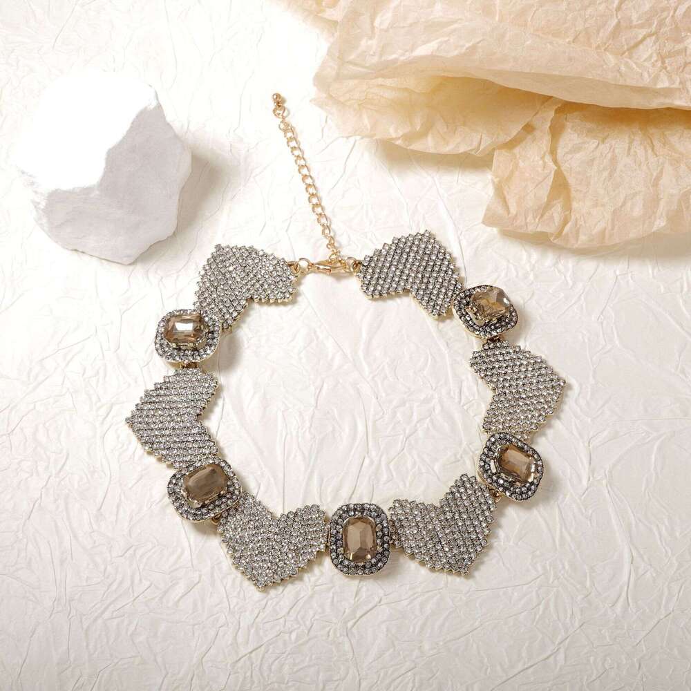 ZA exquisite fashion light full dia string connection geometric love women's necklace temperament versatile vintage style