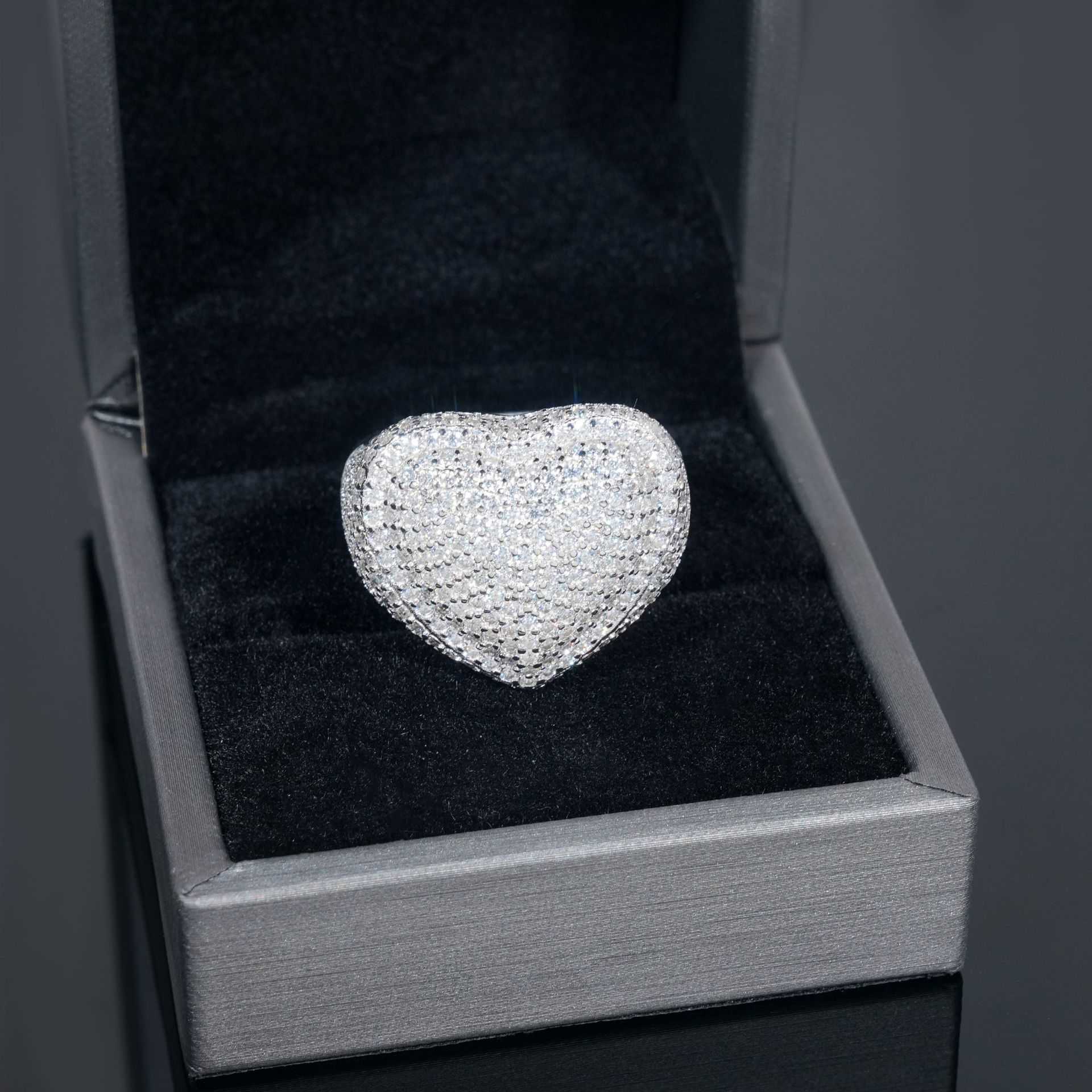 Diamond Hair New Personalized Heart Ring Pure Silver Moissanite D-Color GRA Certificate Trade Mens Hip Hop Ring