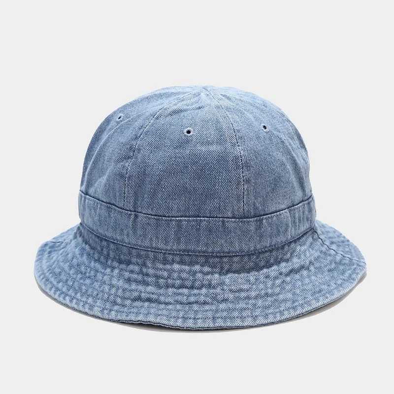 WZCX denim solid color outdoor sun protection fishermans hat spring and summer wide brown sunshade basin hat womens hat W250217