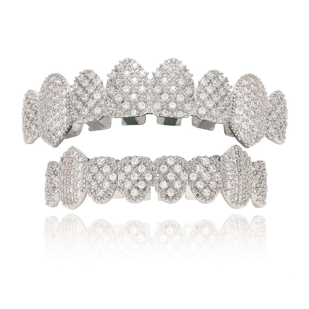 Hip hop with eight s teeth and micro inlaid Moissanite Halloween decoration, gold personalized creative accessories for braces