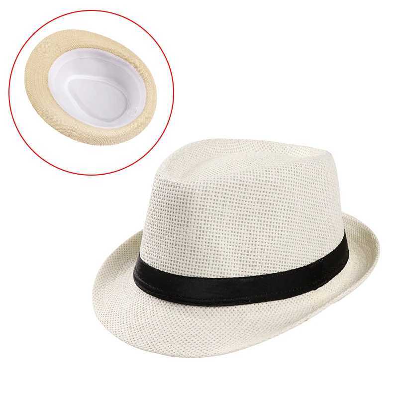 Unisex Hat Men Women Fedora Trilby Wide Brim Straw Cap Beach Sun Gentleman Clothing W250217