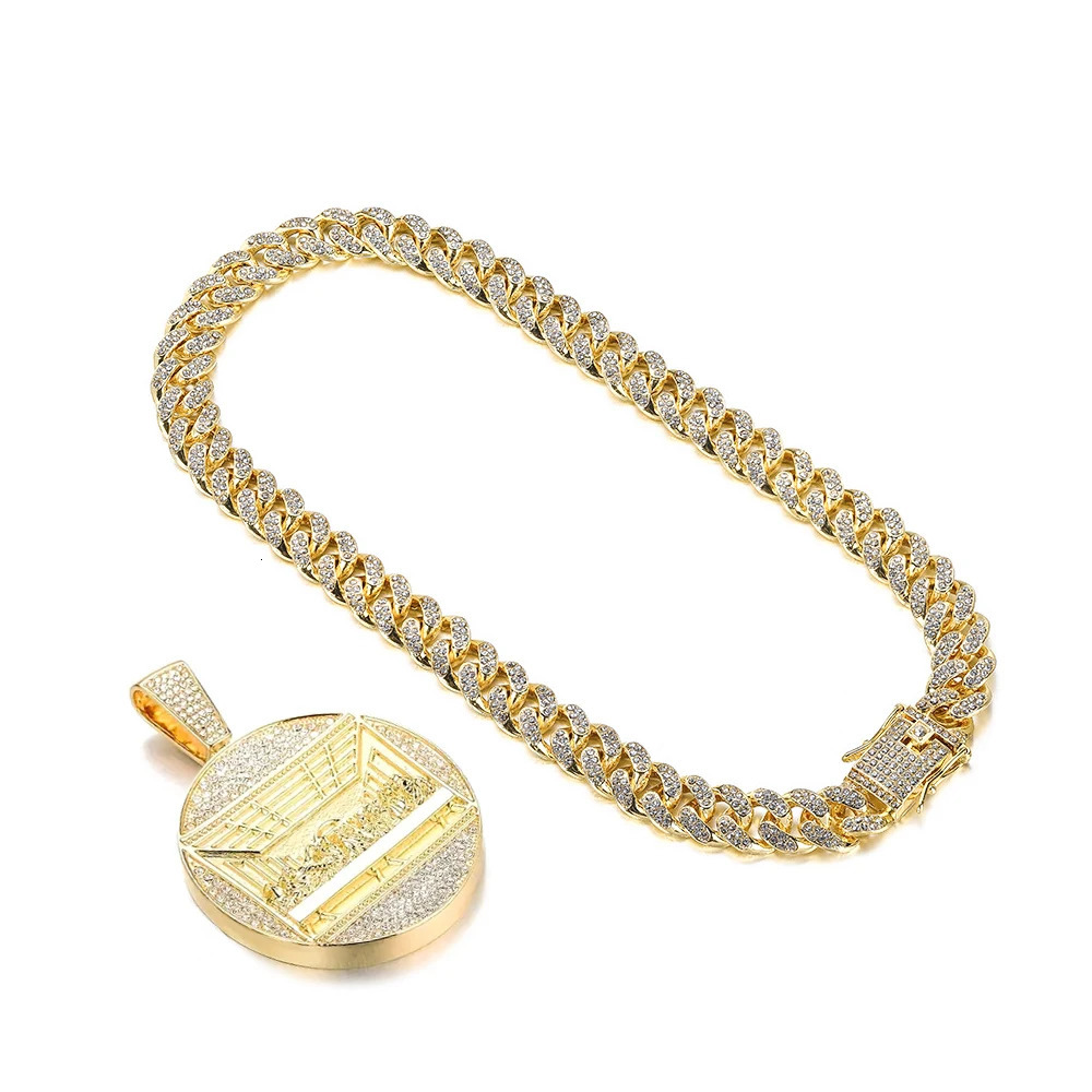 Last Supper Pendant Cuban Chain Necklace With 14mm Iced Out Chain Fashion Hip Hop Men Charm Pendant Tennis Necklaces Jewelry 250213