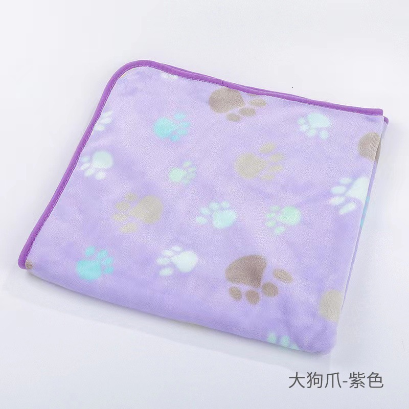 Pet Blanket Flannel Coral Fleece Dog Cat Paw Pad Kennel Cushion Print bone Plush Mats