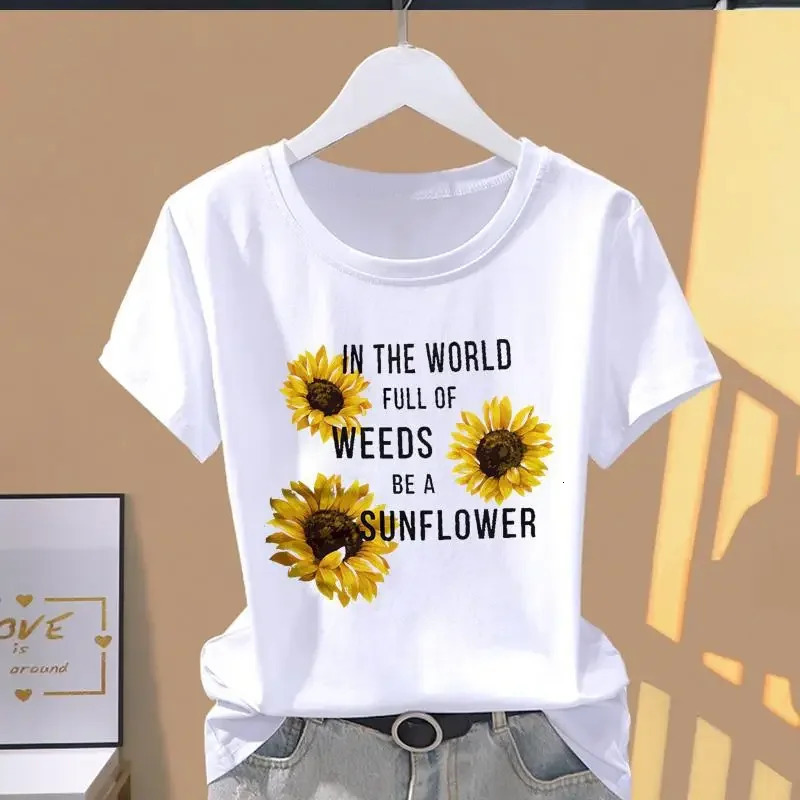 Women Print Floral Sports Fashion Casual Explosive Short Sleeve T-shirt Graphic Tshirts Women Clothes Oversized T Shirt 250217